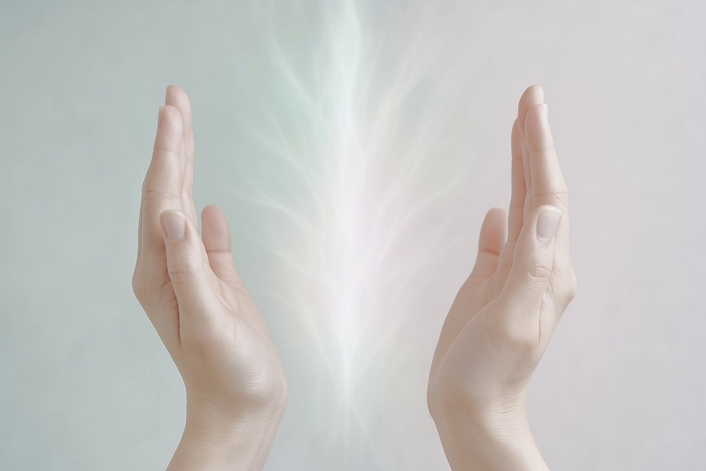 Image d'ambiance évoquant l'imposition des mains, geste central du soin Reiki